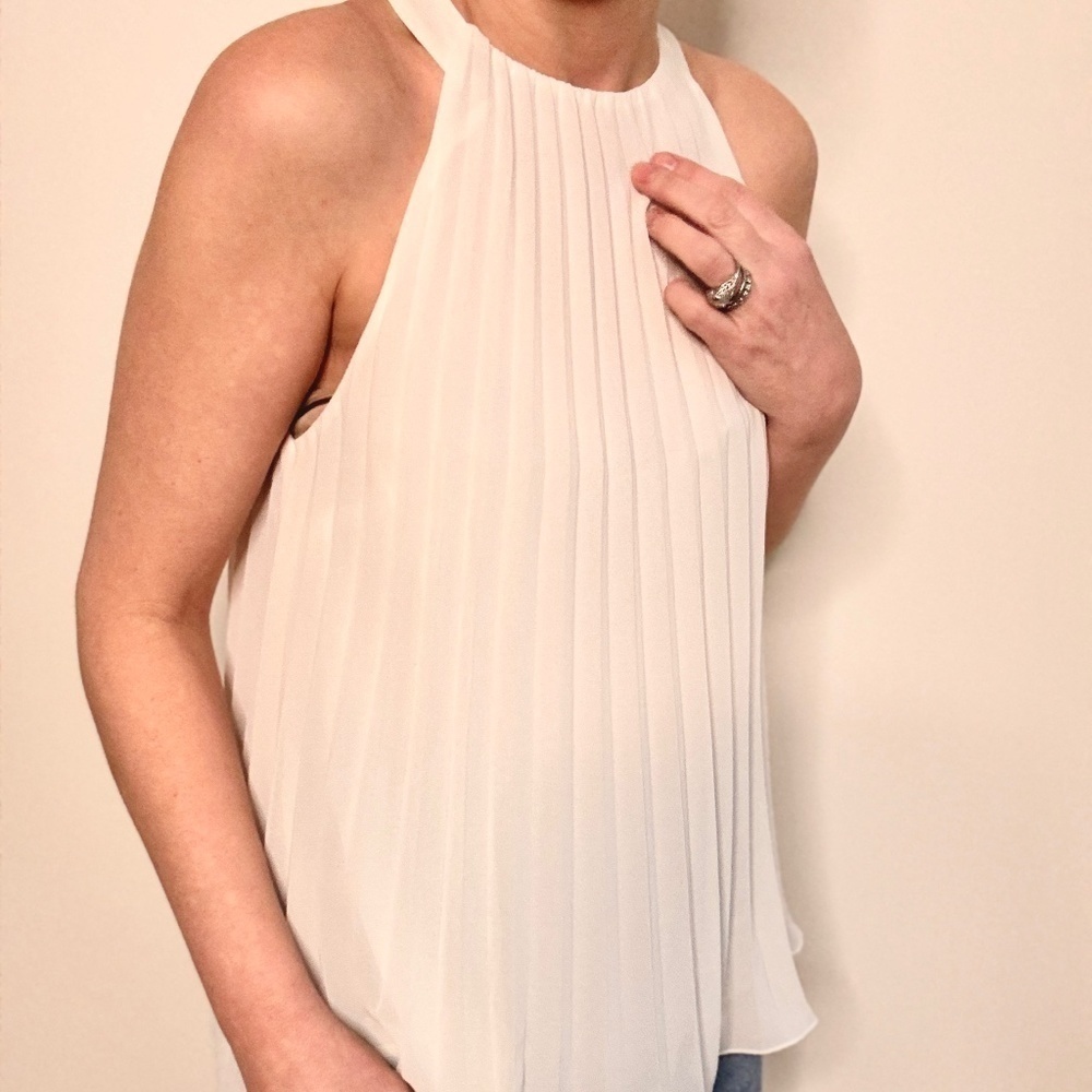 White Pleated H&M Flowy Tank NWT